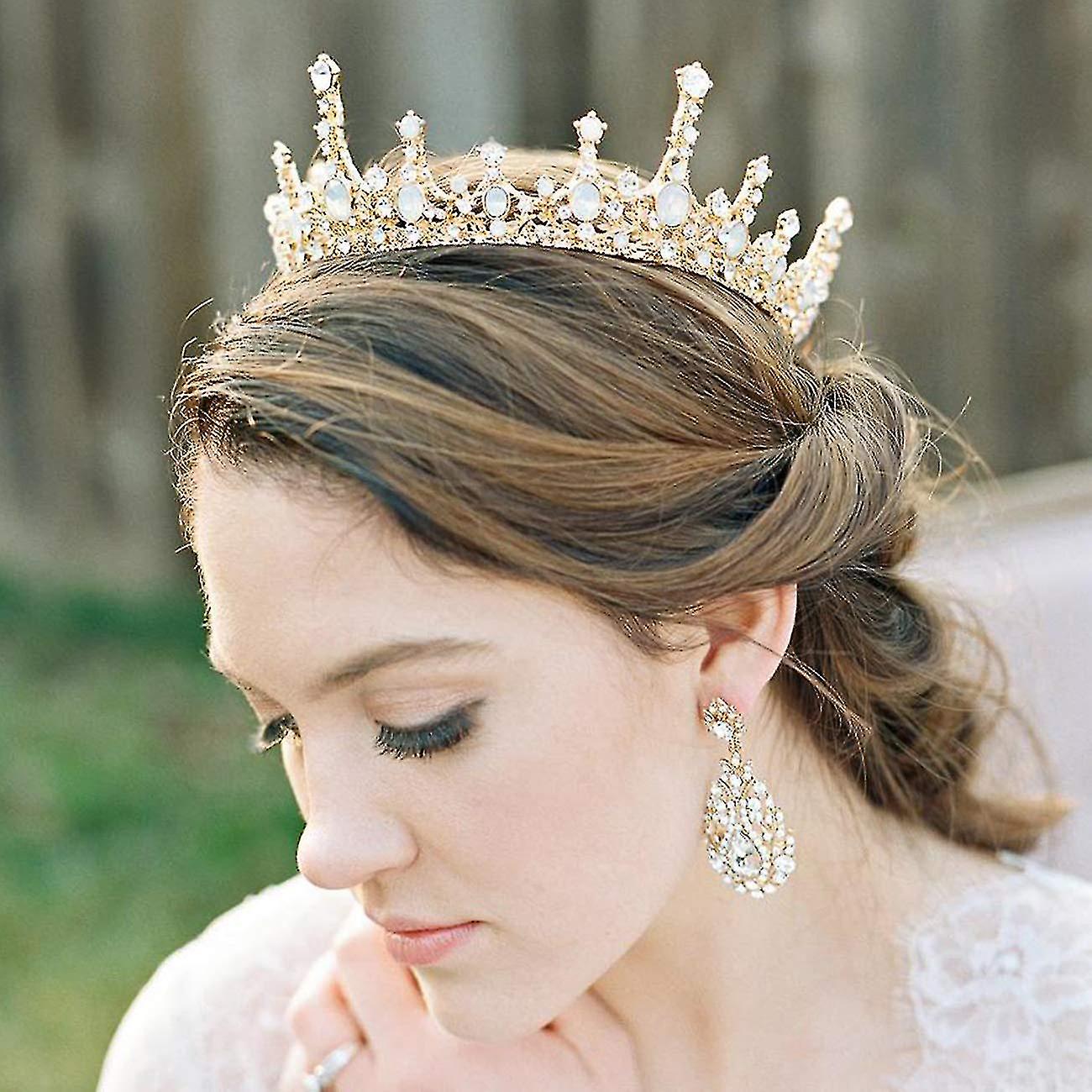 Z Baroque Queen Crown Compatible With Women Vintage Tiaras With Gemstones Compatible With Pr