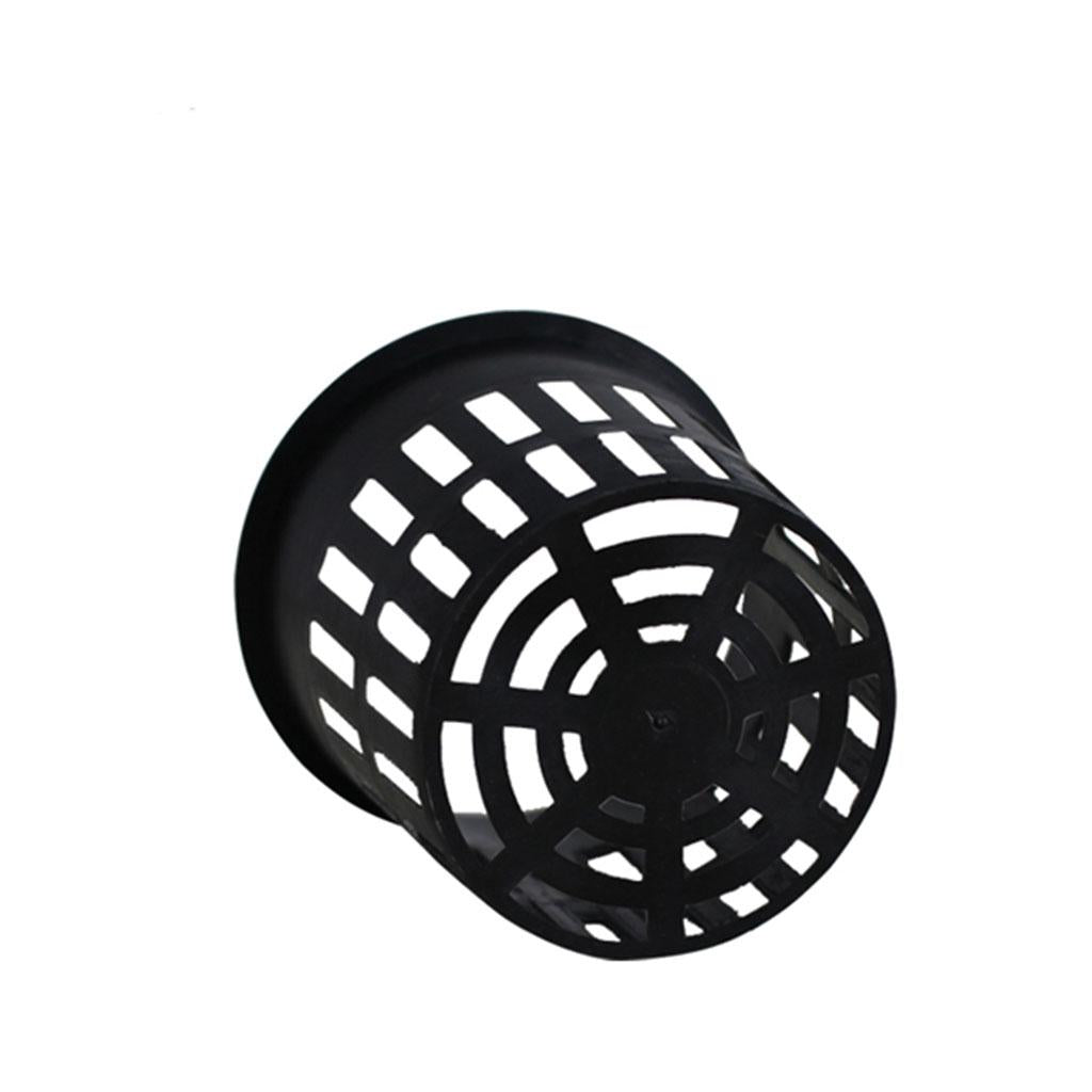 5 Pack of Lightweight Net Pot Cups for Hydroponics and Aquaponics - 2 inch 50cm Tall Wide Lip Design with Slotted Mesh Sides Black