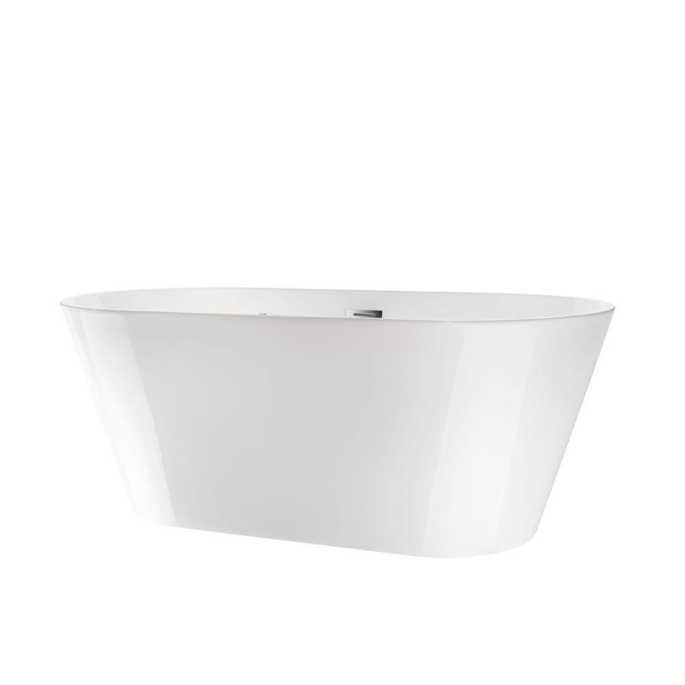 Vanity Art 54 in. L X 29 in. W White Acrylic Freestanding Air Bubble Flatbottom Bathtub in WhitePolished Chrome VAB6815-NXSW