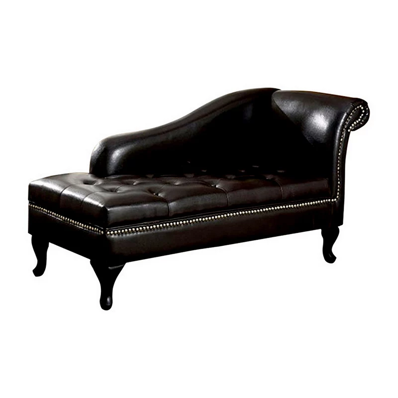 Glorious Contemporary Leatherette Storage Chaise， Black