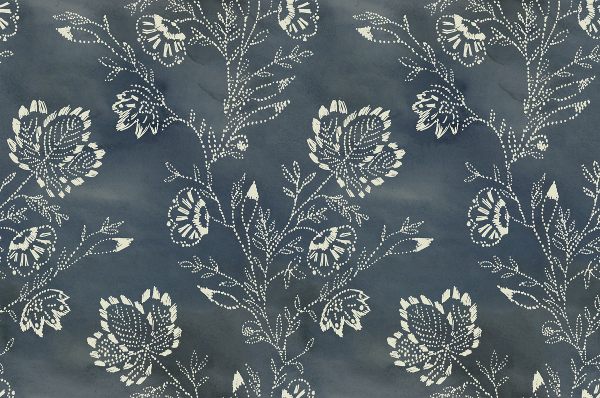 Barbier Wallpaper in Blue from the Lemieux Et Cie Collection