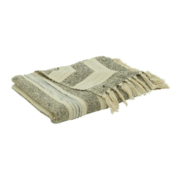 Saro Lifestyle Striped Throw Blanket With Fringed Edges