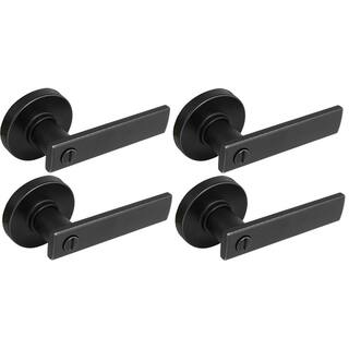 Defiant Westwood Matte Black Bed and Bath Door Handle with Round Rose (4-Pack) 32LP1X901CD4