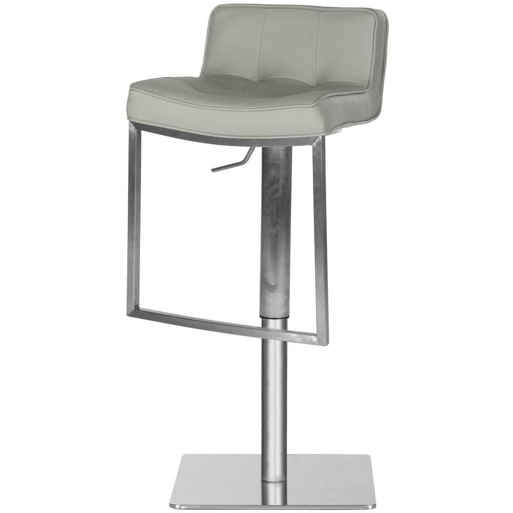 SAFAVIEH Newman Grey Leather Adjustable Swivel Bar Stool   20\