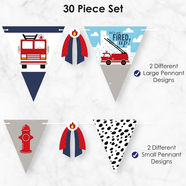 Big Dot Of Happiness Fired Up Fire Truck Diy Firefighter Firetruck Baby Shower Or Birthday Party Pennant Garland Decoration Triangle Banner 30 Pc