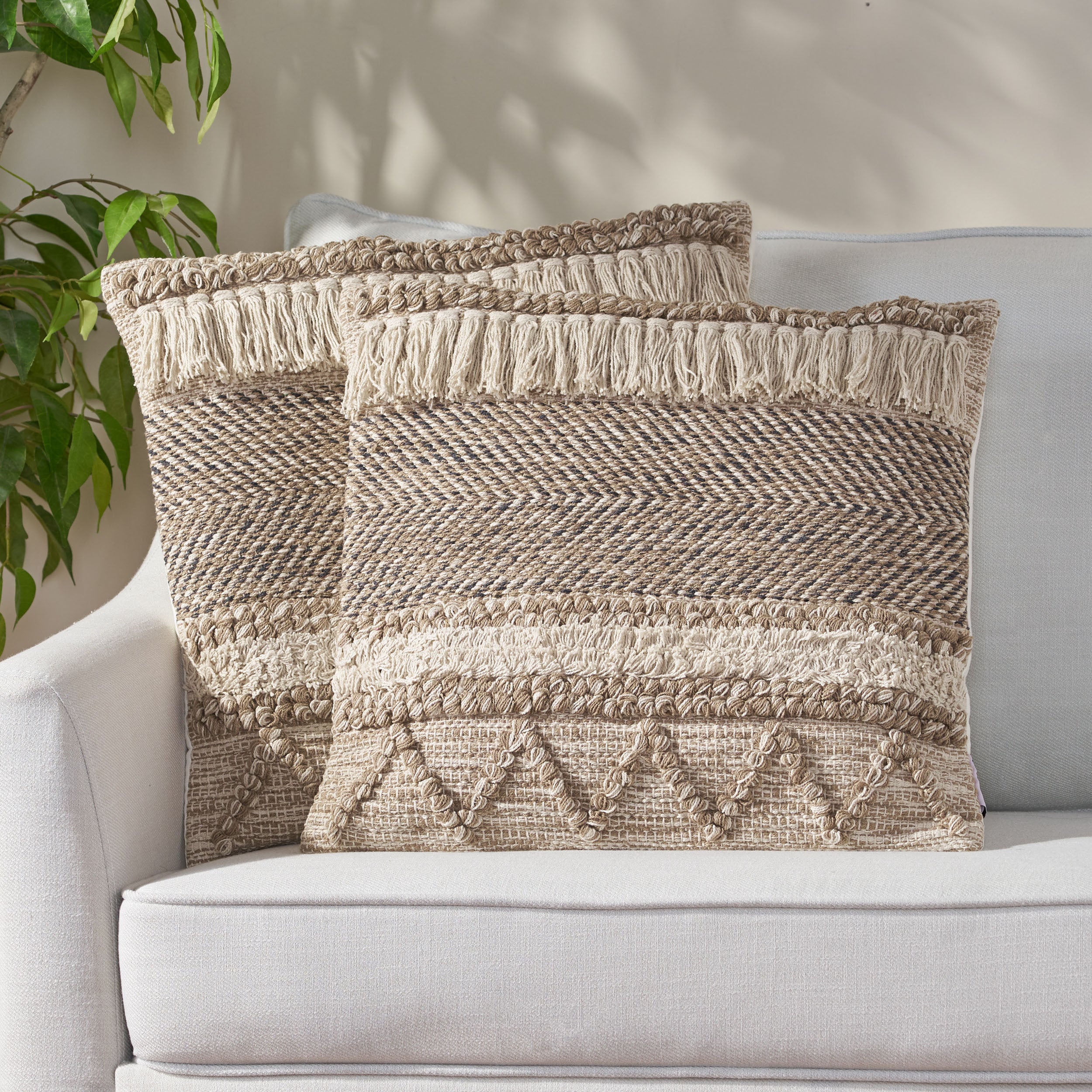 Sakina Hand-Loomed Boho Throw Pillow