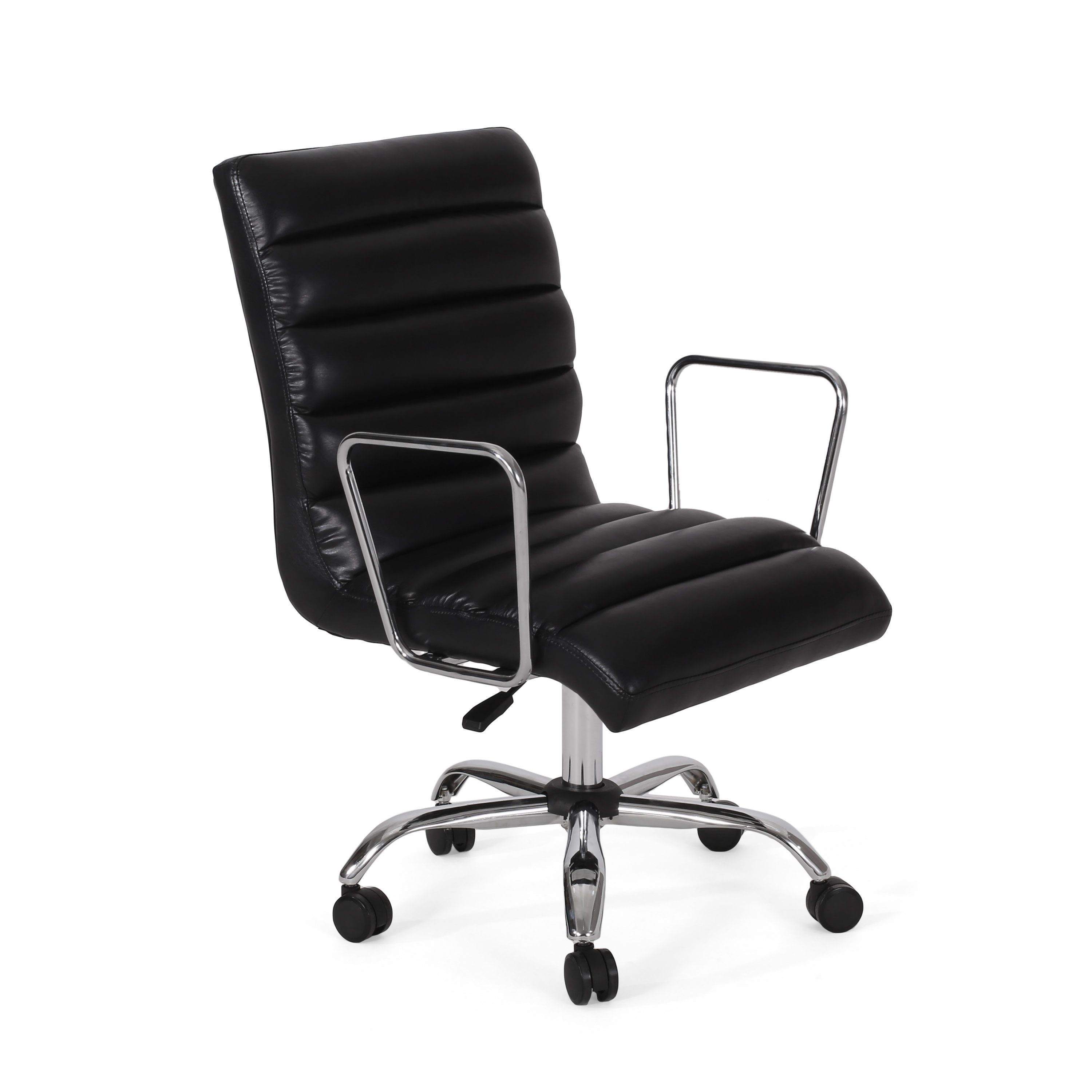 Gilmans Contemporary Faux Leather Channel Stitch Swivel Office Chair