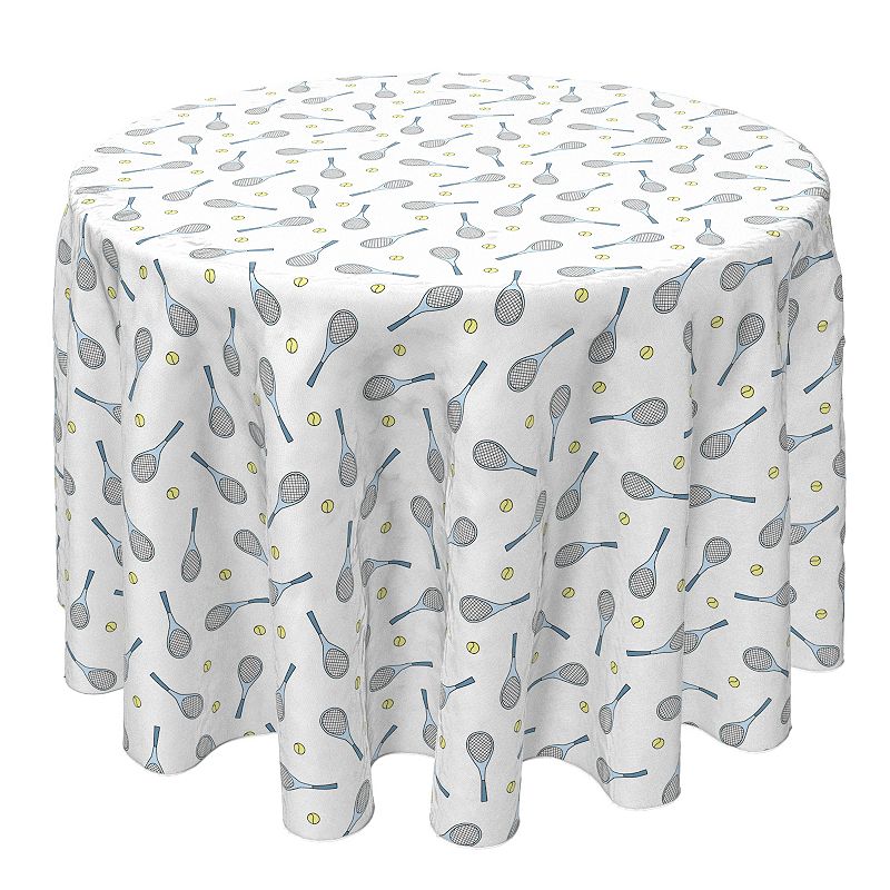 Round Tablecloth， 100% Cotton， 60 Round， Tennis Match