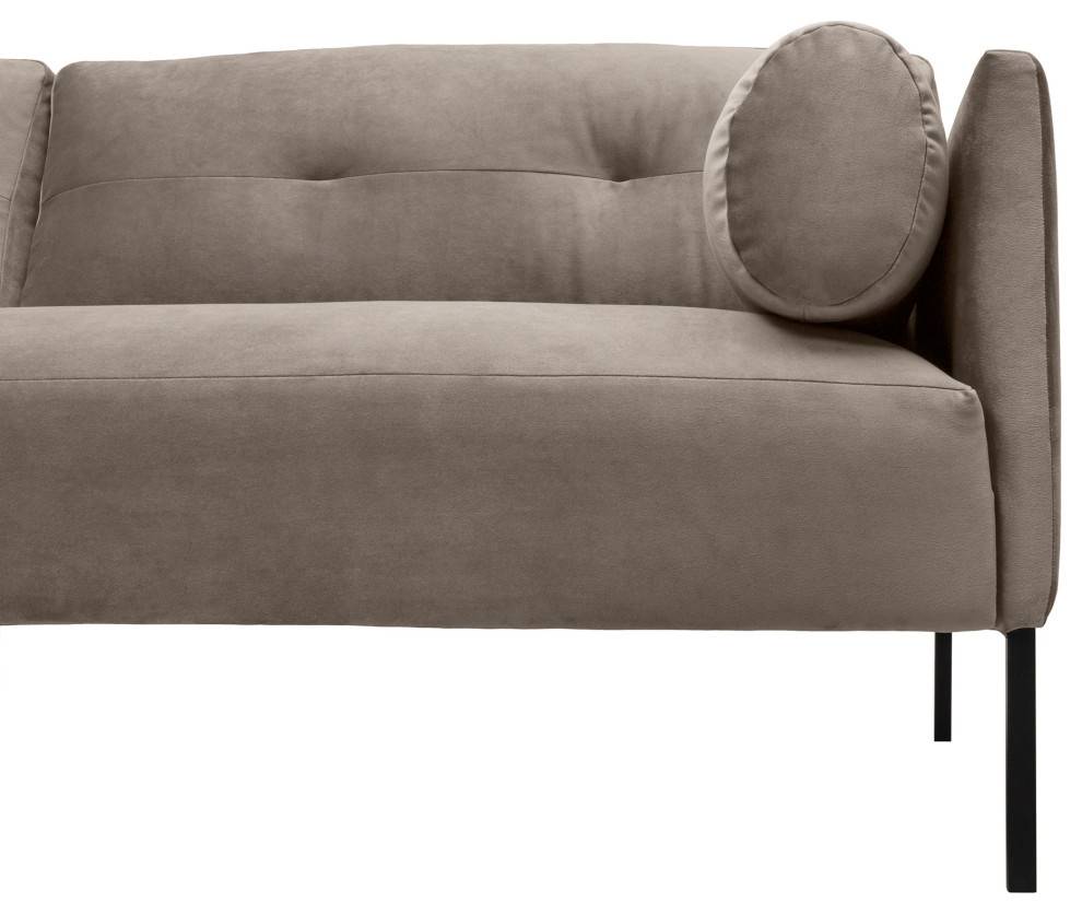 Michalina 84 quotFossil Gray Velvet Sofa with Black Metal Legs   Modern   Sofas   by Armen Living  Houzz