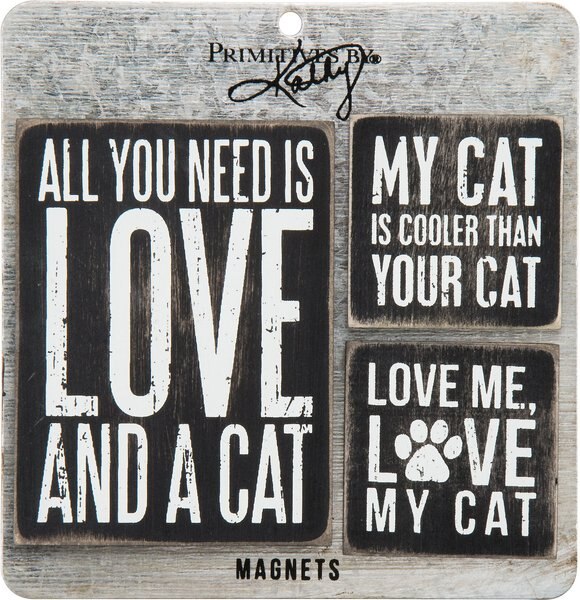 Primitives By Kathy Wooden Cat Magnet Set， 3 count