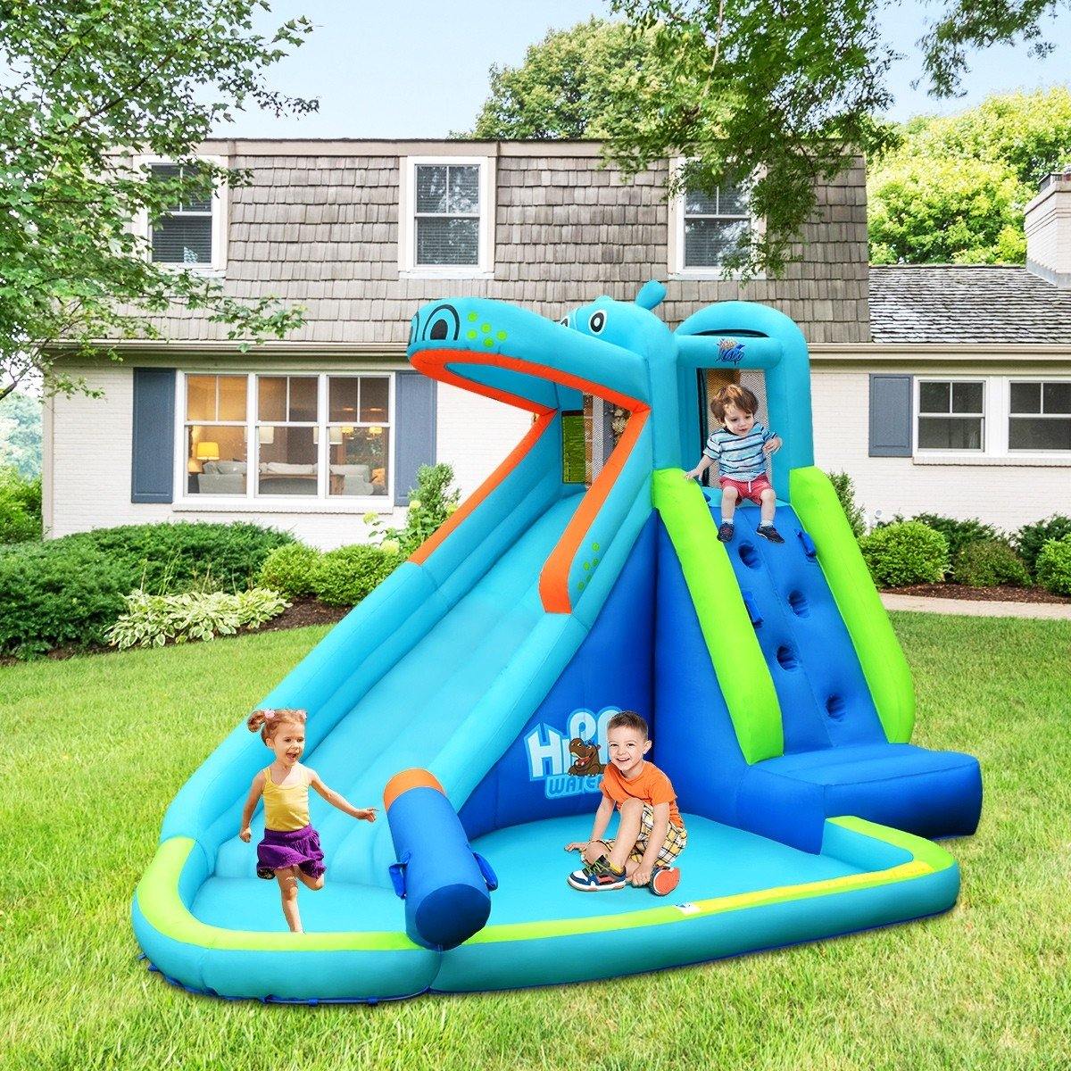 Inflatable Water Slide, Hippo Themed Bounce House