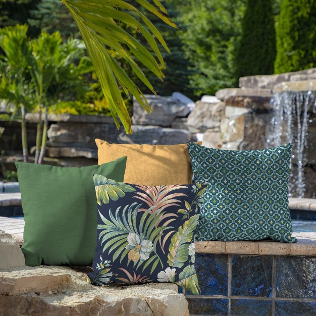 Arden Outdoor Square Throw Pillow Simone Blue Tropical