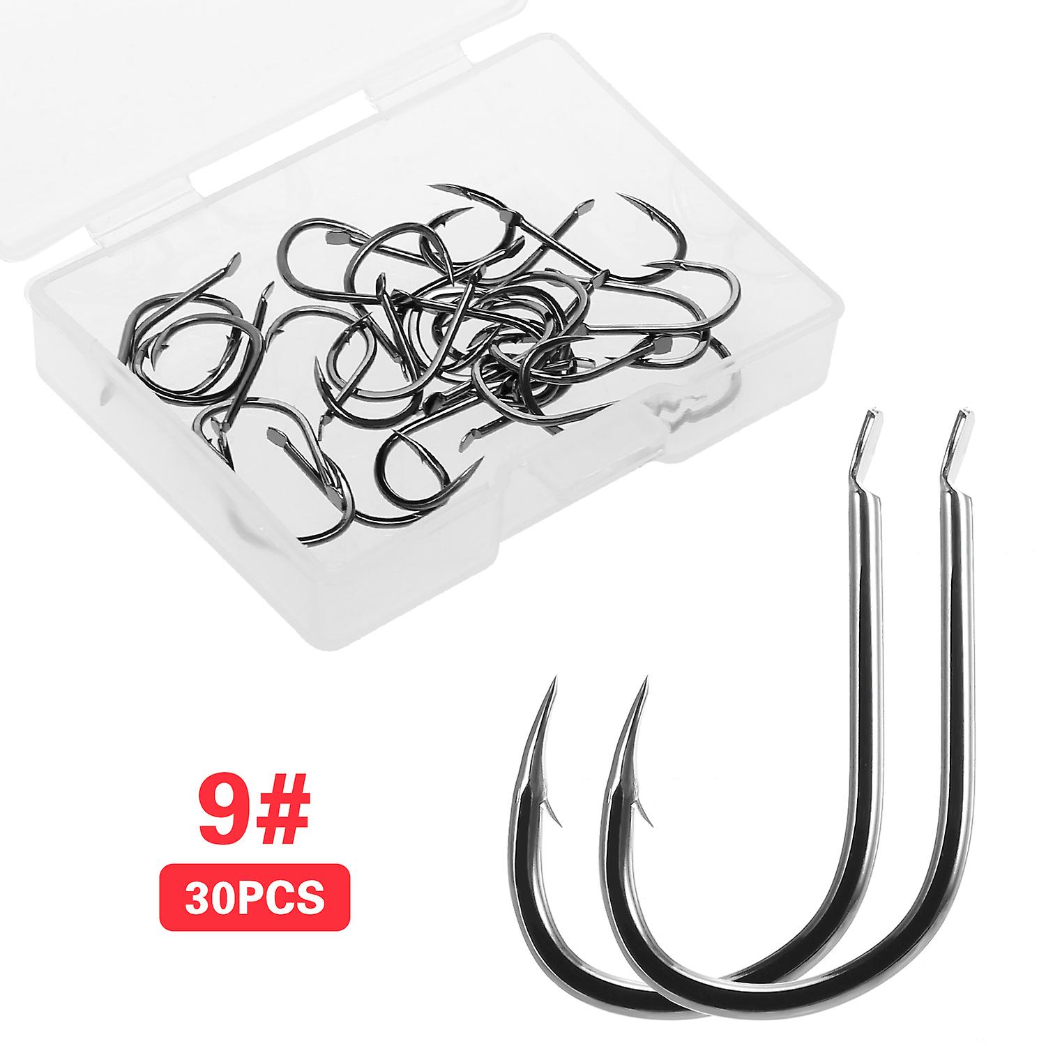 30 Pcs Fishing Hooks High Carbon Steel Soft Bait Jig Fish Hooks Fishing Tackle  10