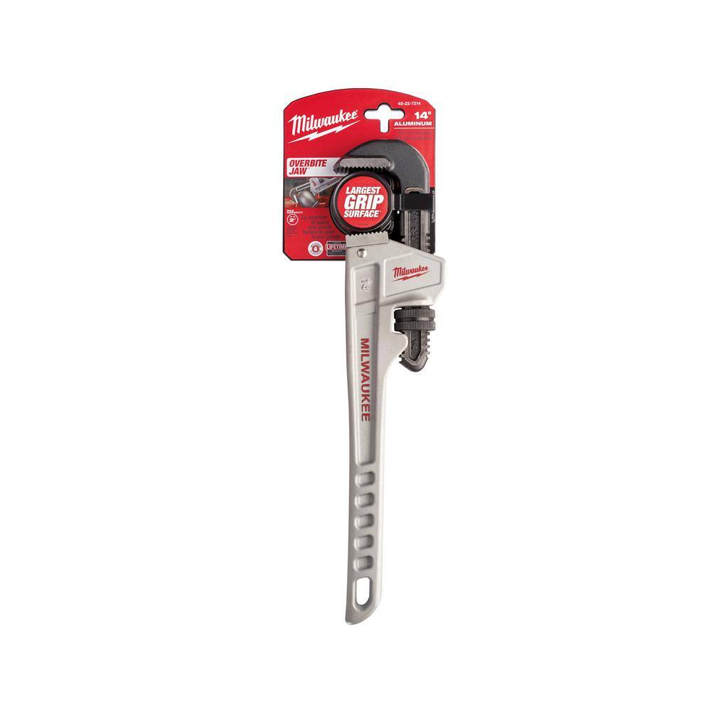 MW 10 in. Long and 14 in. Aluminum Pipe Wrench with Power Length Handle (2-Piece) 48-22-7213-48-22-7214