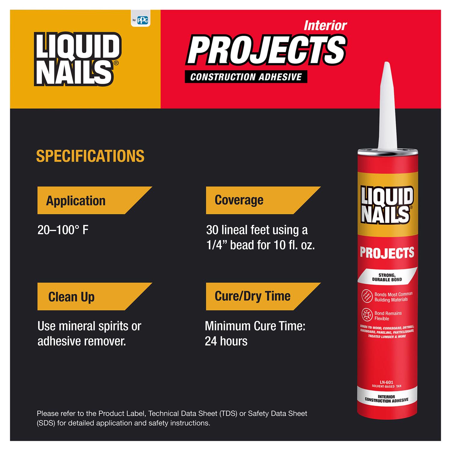 Liquid Nails Interior Projects Synthetic Rubber Construction Adhesive 10 oz