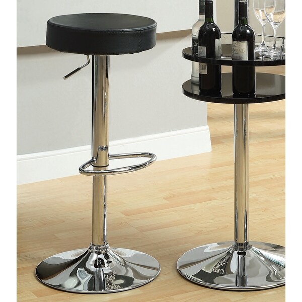 Modern Clean Design Swivel Black Seat With Chrome Pedestal Adjustable Stool