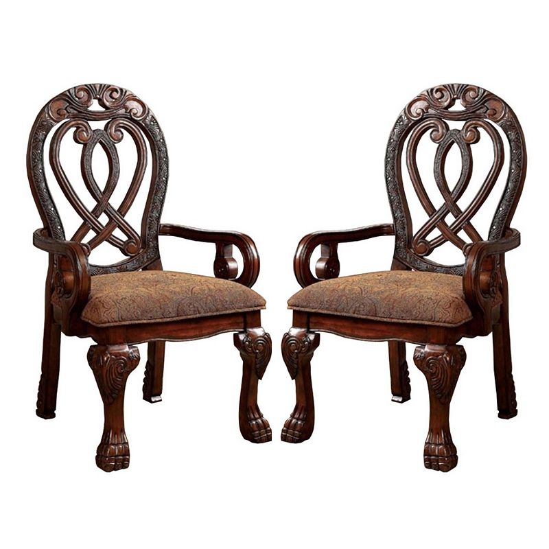 Wyndmere Traditional Arm Chair， Cherry Finish， Set of 2