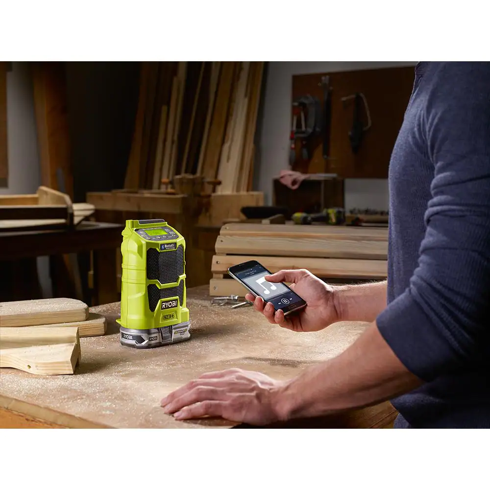 RYOBI P742 ONE+ 18V Cordless Compact Radio with Bluetooth Wireless Technology