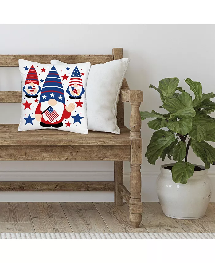 Big Dot of Happiness Patriotic Gnomes - Holiday Gnome Party Home Decor Throw Pillow Cover 16 x 16 In