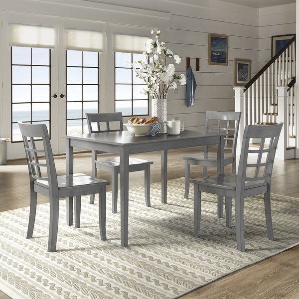 Wilmington II 48-Inch Rectangular Antique Grey 5-Piece Dining Set by iNSPIRE Q Classic