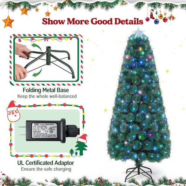 Costway 5FT/6FT/7FT PreLit Fiber Optic Christmas Tree Xmas Decor with