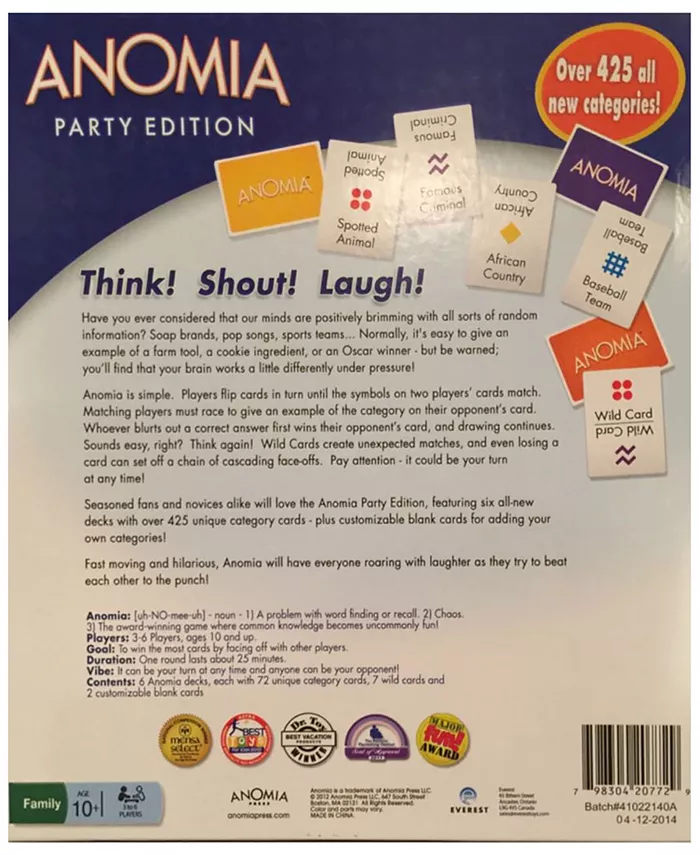 Areyougame Anomia Party Edition Card Game