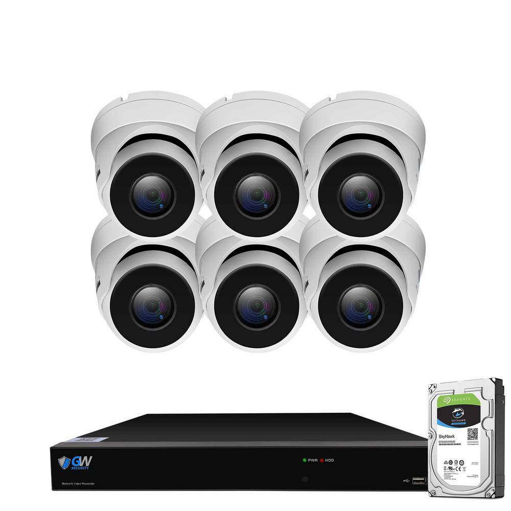 GW Security 8-Channel 8MP 2TB NVR Smart Security Camera System with 6 Wired Bullet Cameras 3.6 mm Fixed Lens Artificial Intelligence GW8536MIC6-2T