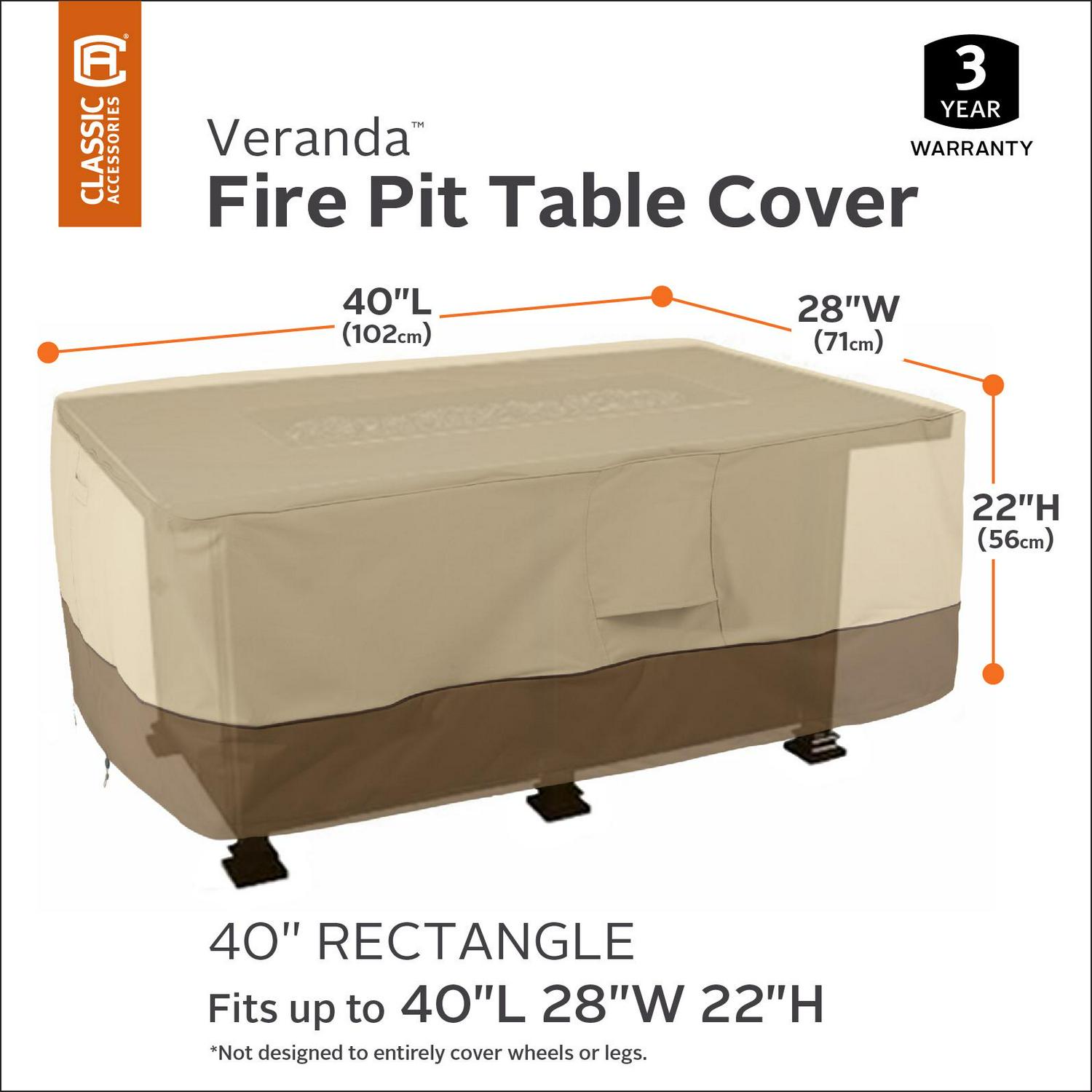 Classic Accessories Veranda WaterResistant 40 Inch Rectangular Fire Pit Table Cover  Crowdfused