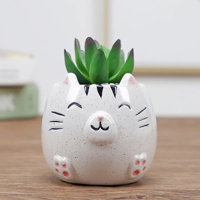 2022 garden supplies ceramic pot for plants animal cat pig Angel bunny rat indoor flower pots office decoration gift planter/