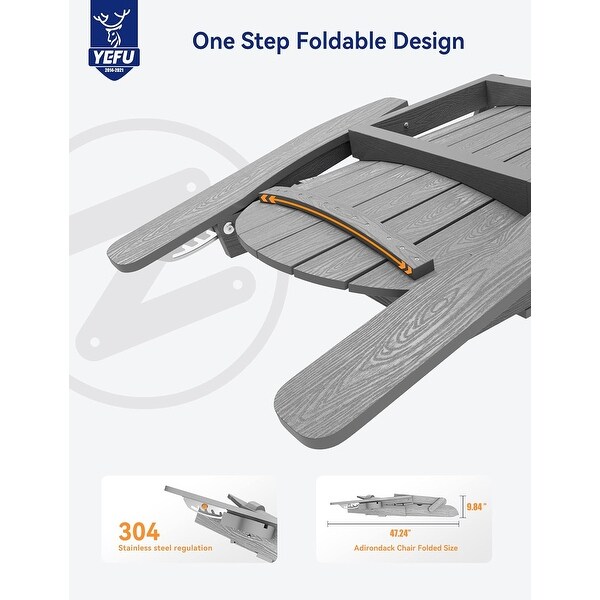 WINSOON Set of 4 Folding Adirondack Chair with 5Gear Adjustable Backrest and Retractable Ottoman