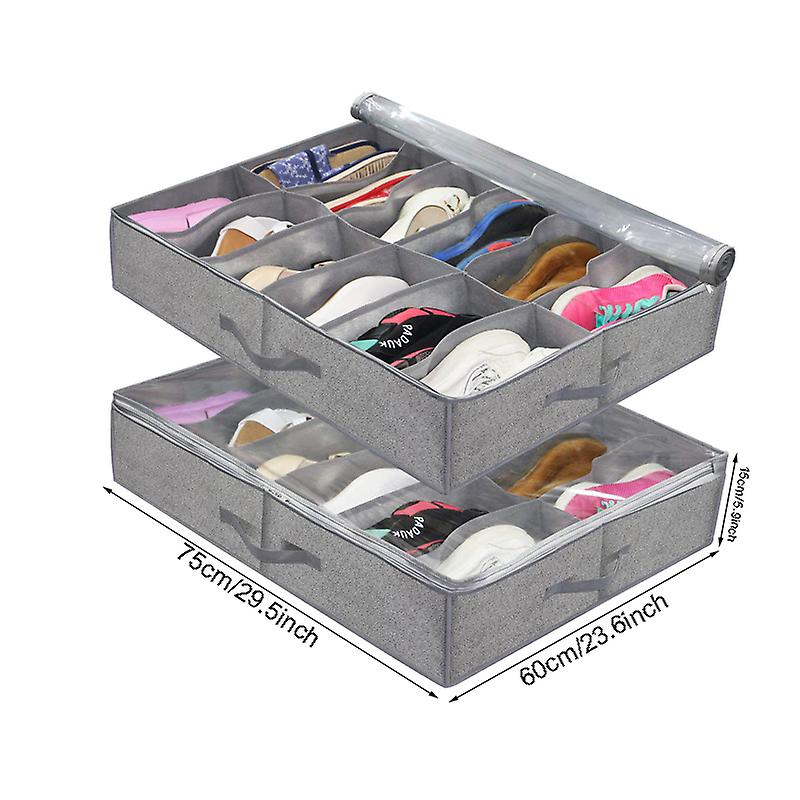 Under Bed Shoe Organizer Shoes Containers Boxes with Clear Cover for Closet