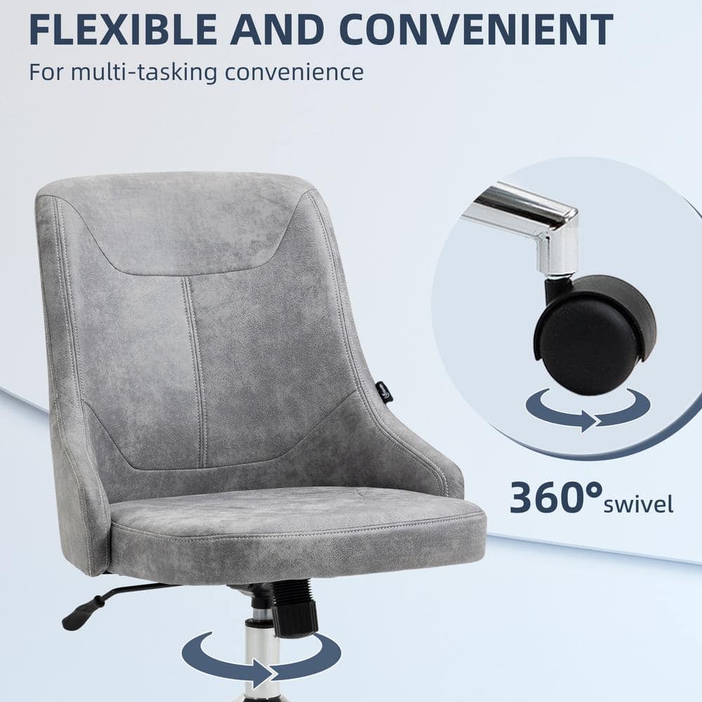 Vinsetto Light Grey Microfiber Cloth Seat Height Adjustable Task Chair with Non-Adjustable Arms 921-562