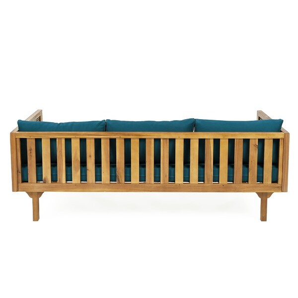 Aidan Farmhouse Outdoor 3 Seater Daybed with Fabiric Cushion by Christopher Knight Home