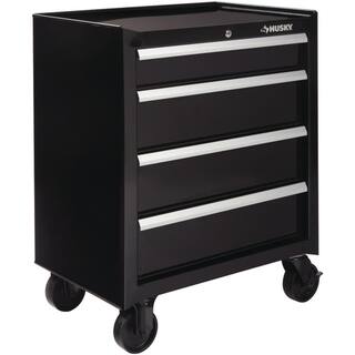 Husky 26.5 in. W x 18 in. D Standard Duty 4-Drawer Rolling Tool Cabinet in Gloss Black HKST98066BK