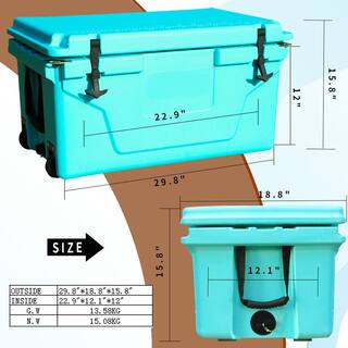 Afoxsos 18 .5 in. W x 29.5 in. L x 15.5 in. H Blue Portable Ice Box Cooler 65QT Outdoor Camping Beer Box Fishing Cooler HDSA05OT031