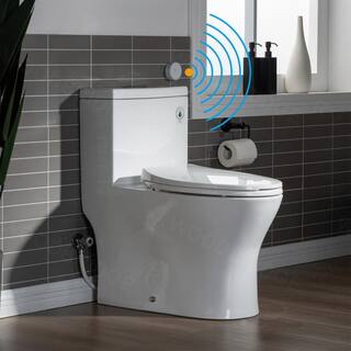 WOODBRIDGE Trenton 1-piece 1.11.6 GPF High Efficiency Dual Flush Elongated Toilet in White with Soft Closed Seat Included HB0750-A