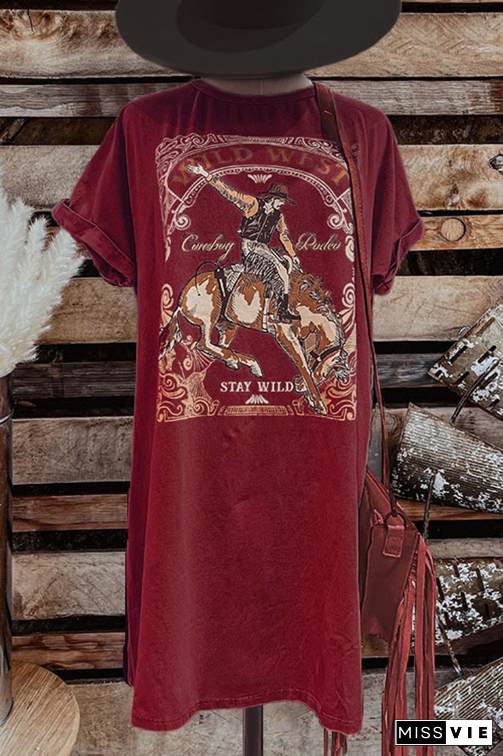 Stay Wild Western Print T-Shirt Dress