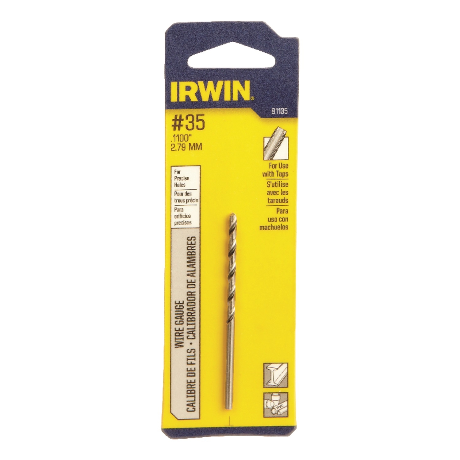 Irwin #35 X 2-5/8 in. L High Speed Steel Wire Gauge Bit 1 pc