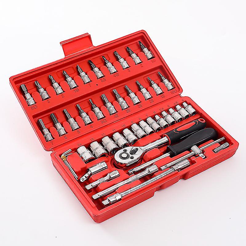 Socket Set F6 '' Chromemat， 46 Piecesblack