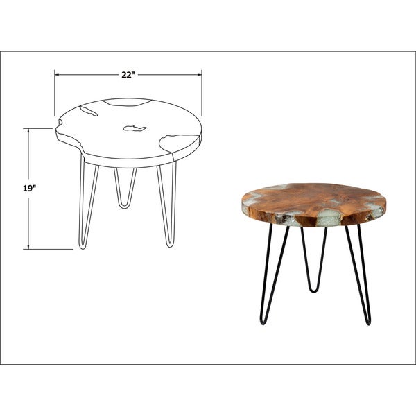 Iced Teak Accent Table