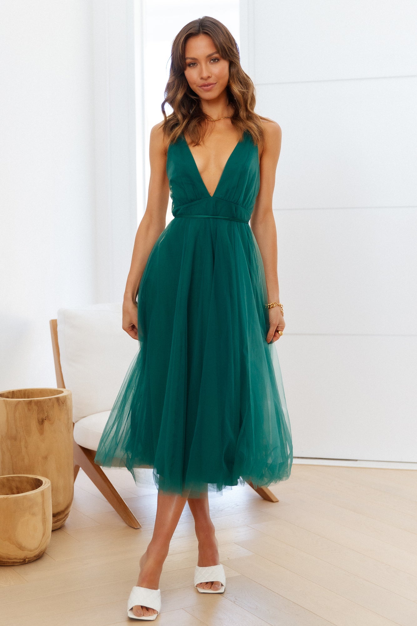 Summer Cinderella Midi Dress Forest Green