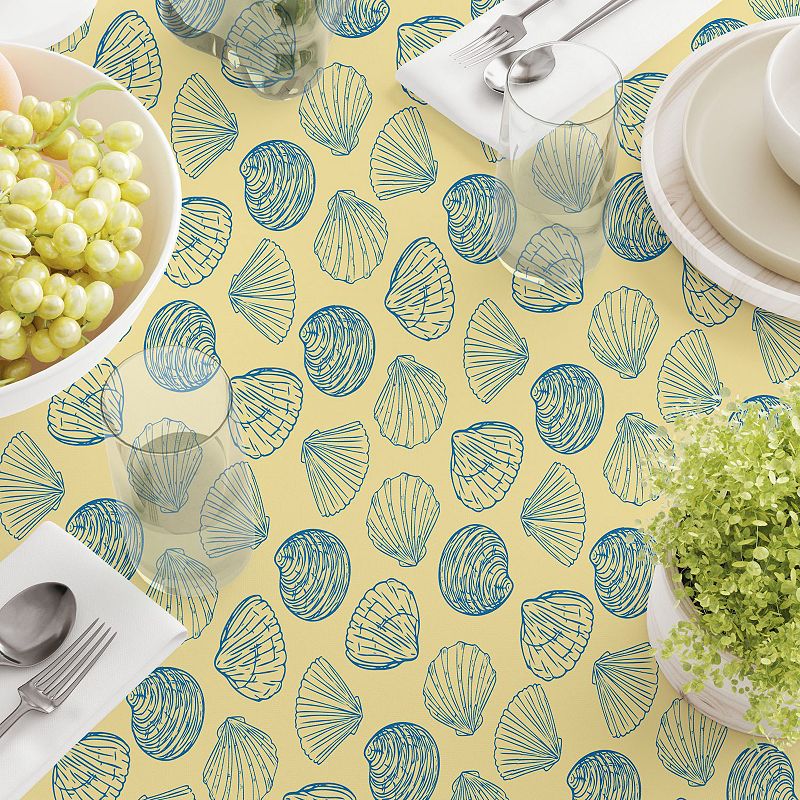 Square Tablecloth， 100% Cotton， 60x60， Beach Shells Doodle