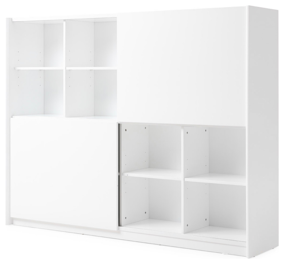 79” Modern Jackson White Matte Lacquer Bookcase Open Shelving Hidden Storage   Contemporary   Bookcases   by Zuri Furniture  Houzz