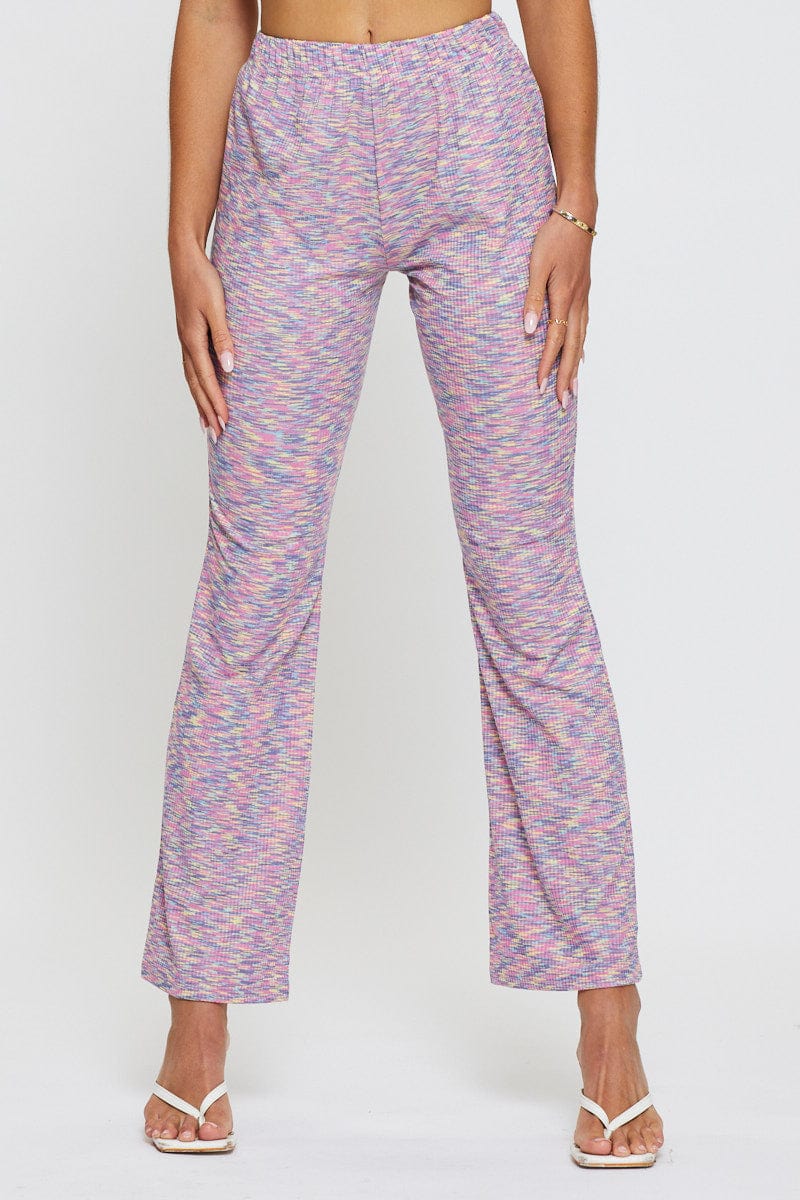 Multi Flare Pants Elastic Waist