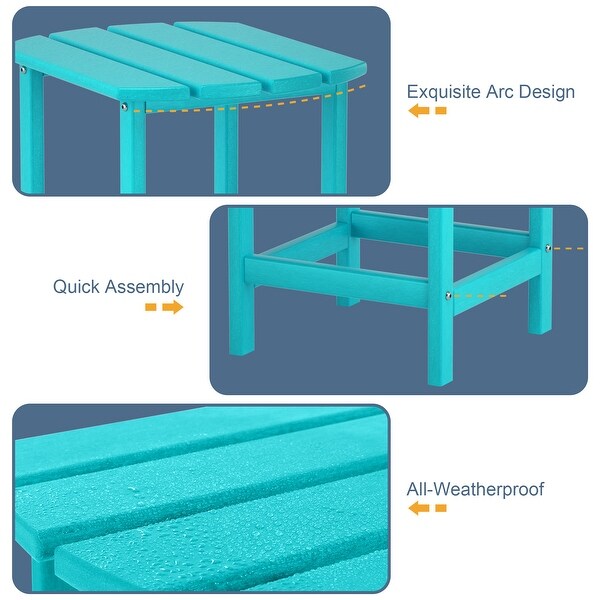 Adirondack Outdoor Side Table，HDPE Plastic End Tables for Patio，Backyard，Pool，Easy Maintenance Weather Resistant