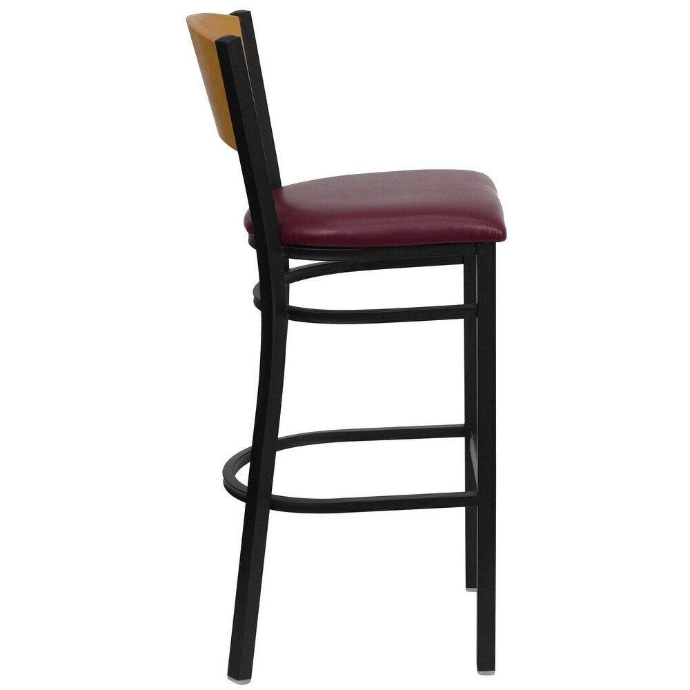 Wood Circle Back Metal Restaurant Barstool   16.75\