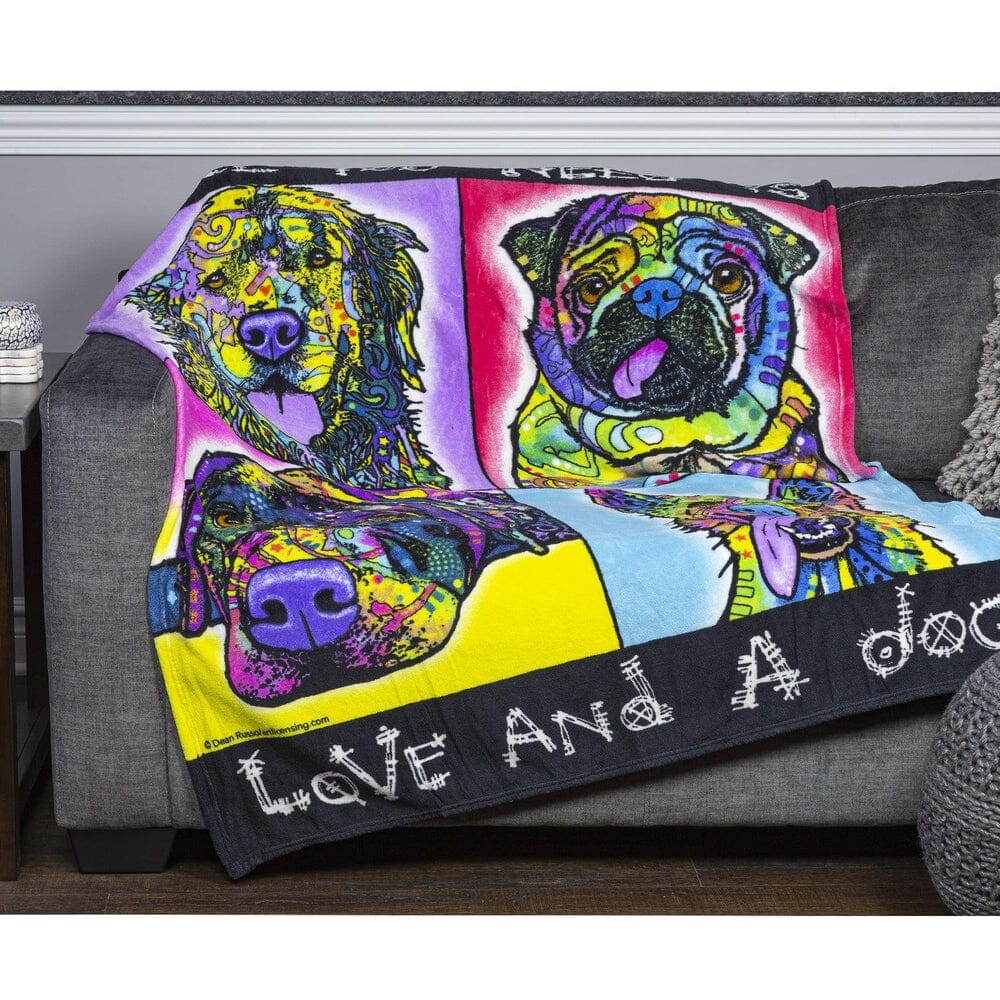 Love and a Dog Super Soft Plush Fleece Throw Blanket by Dean Russo