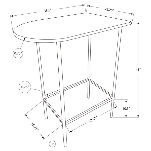 White Top Metal 24-inch x 36-inch Space Saver Bar Table