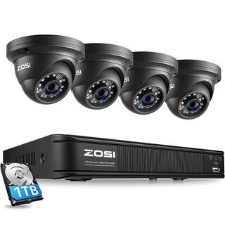 ZOSI 8-Channel 5MP POE 1TB NVR Security Camera System with 4 Wired Outdoor Cameras Motion Detection 247 Recording 8UM-4295B4-10-US-A2