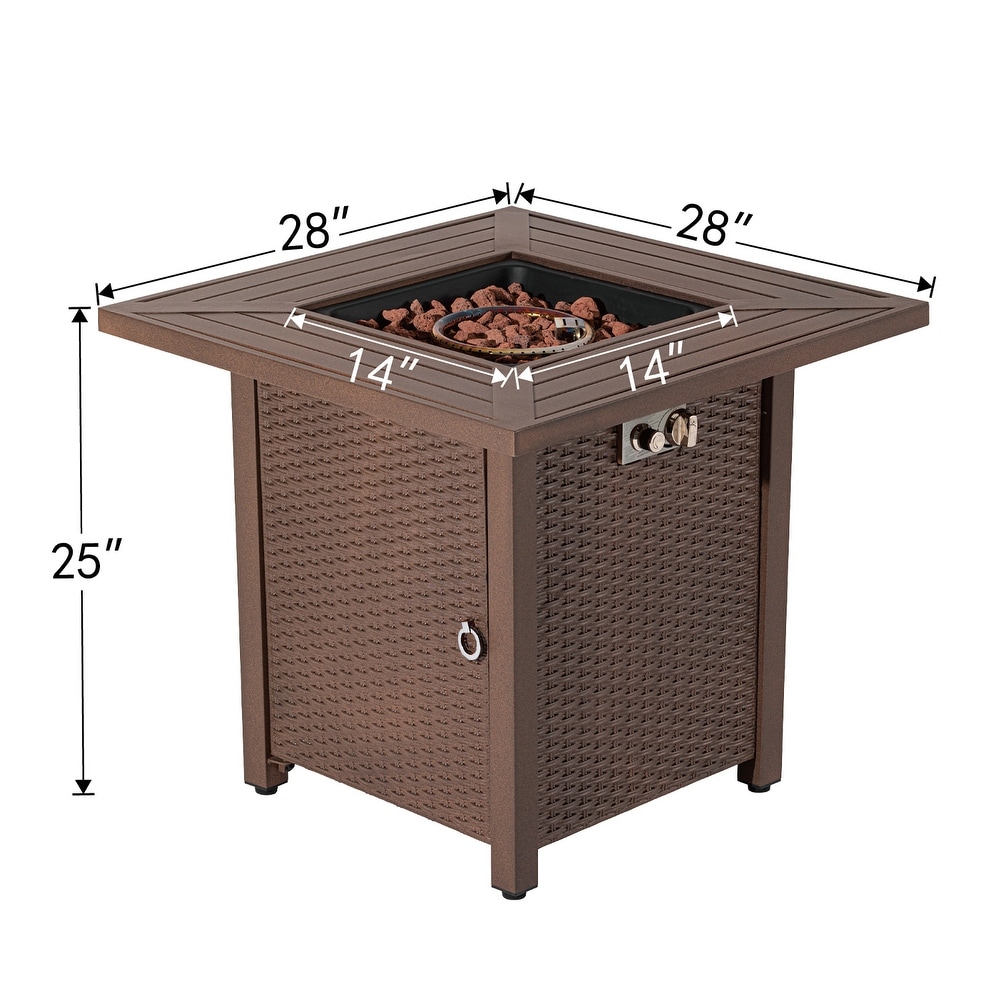 COSIEST 40 000 BTU Outdoor 28 inch Square Metal Fire Table